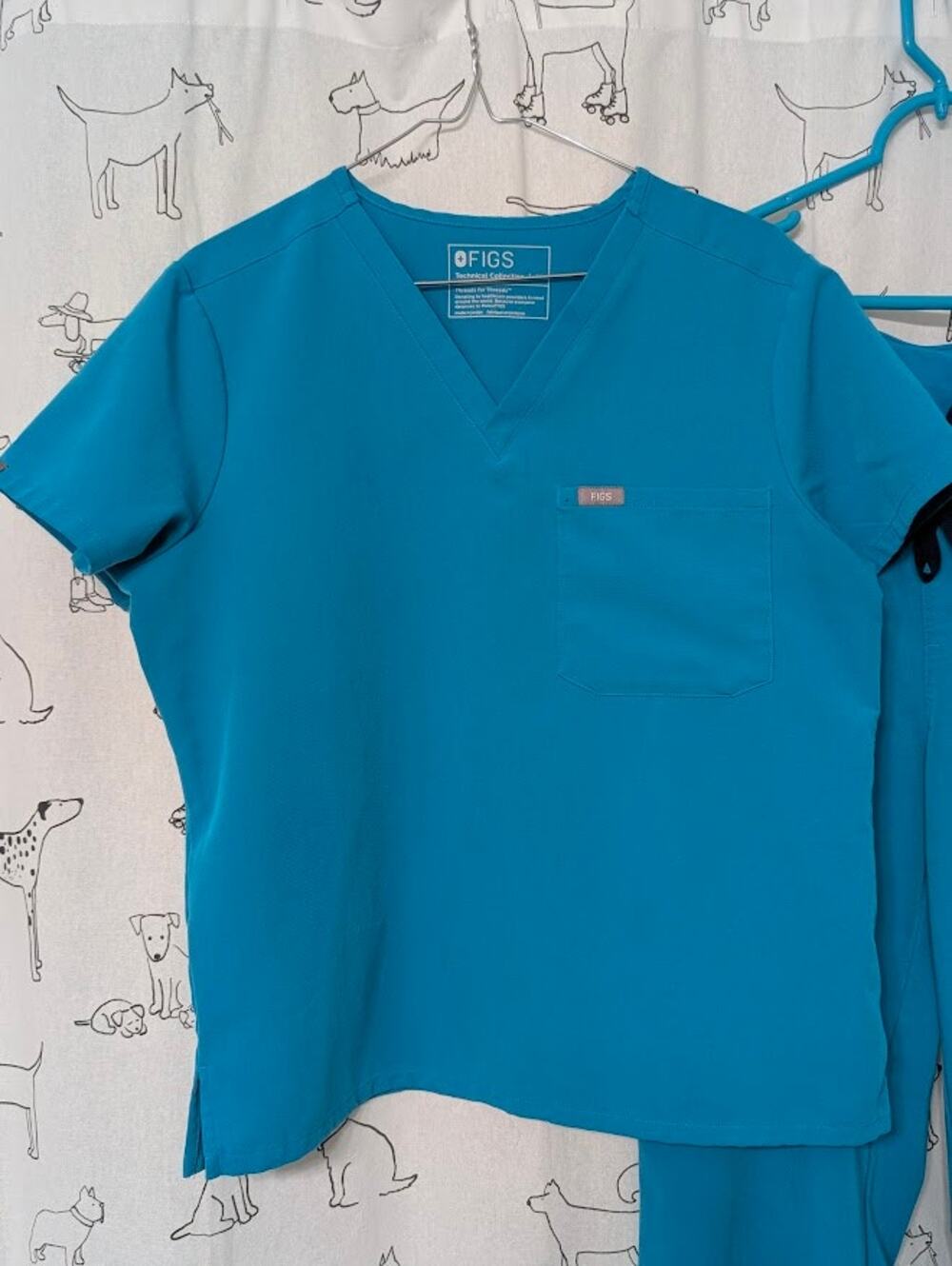 Figs Womens Scrub Top Catarina Petite Turquoise One Pocket Nurse Medical Medium